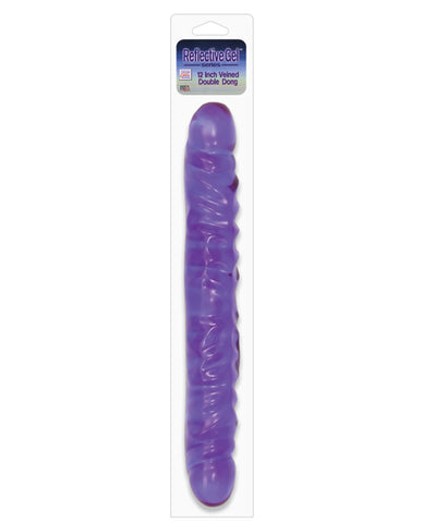 Reflective Gel 12" Vein Double Dong - Lavender