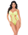 Lace Teddy Cutouts W/under Wired Cups Neon