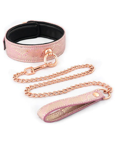 Spartacus Micro Fiber Collar & Leash W-leather Lining - Pink