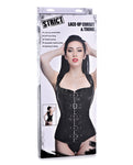 Strict Lace-up Corset Vest W/thong Black